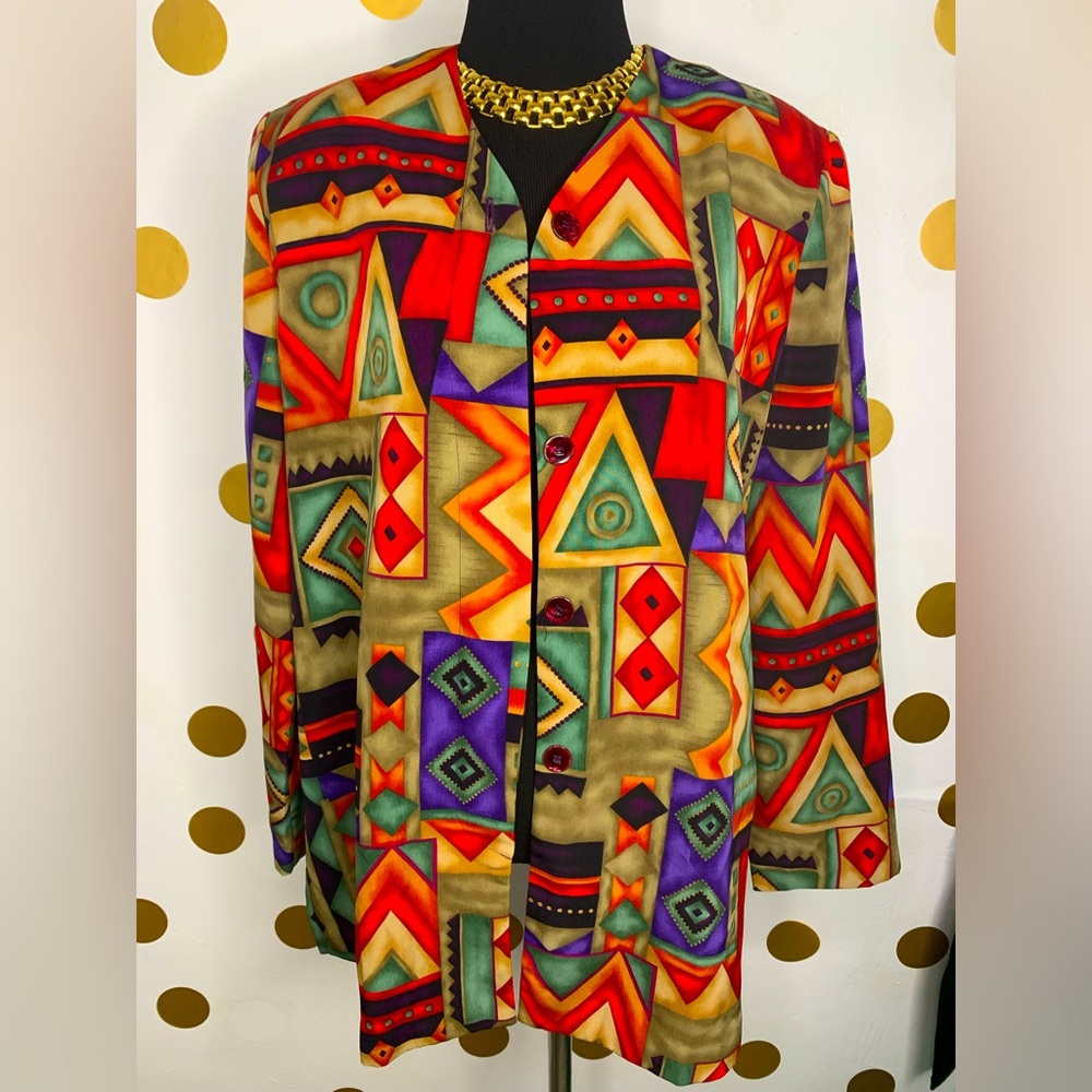 N Touch Vintage Color block Women’s Blazer - Size: 10